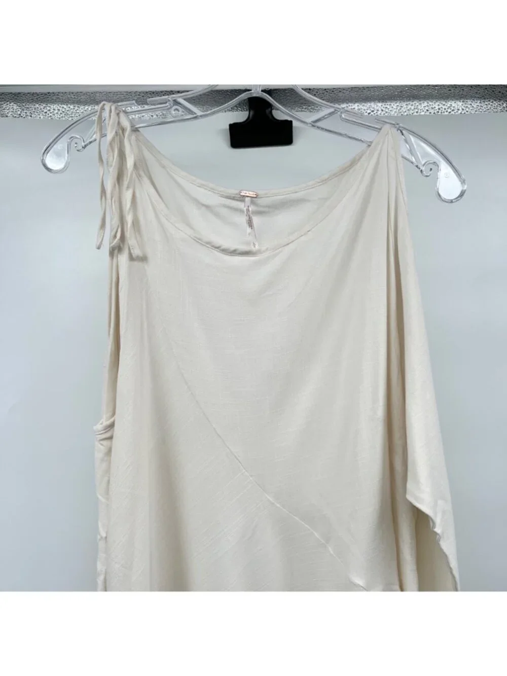 Free People Womens Shift Dress Long Cold Shoulder Sleeve Cream Size Large